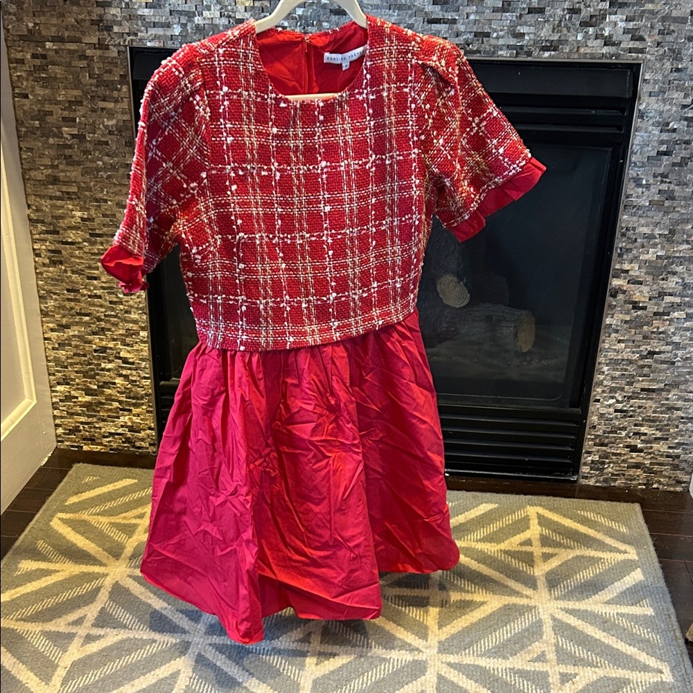 English Factory Red Plaid Midi Dress